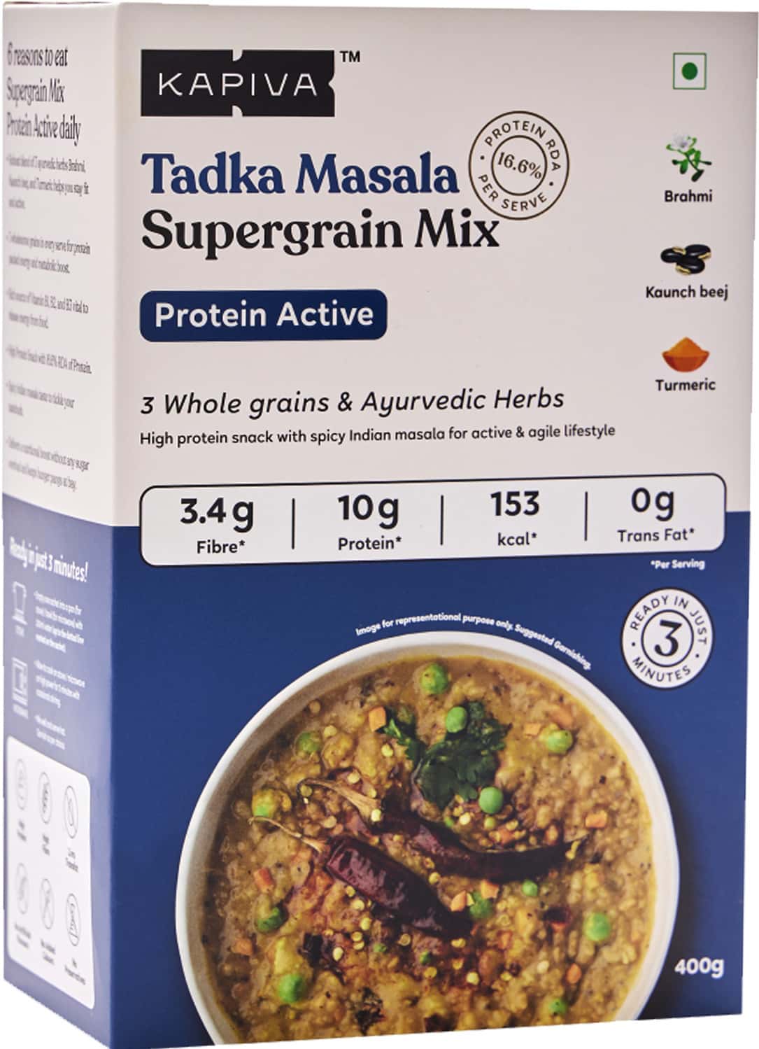 Kapiva Tadka Masala Supergrain Mix 400g |10g Protein Breakfast