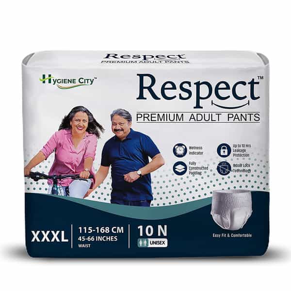 Respect Unisex Adult Diaper Pants Style| 10-12 Hour Leakage Protection (Xxxl - 10 Pcs, 45-66 Inches)