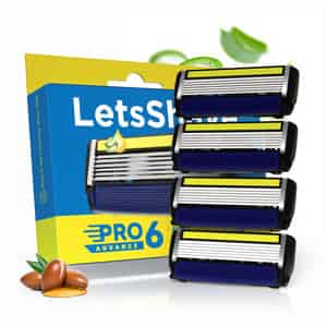 Letsshave Pro 6 Advance Face & Body Shaving Razor Blade Refills/cartridges Pack Of 4