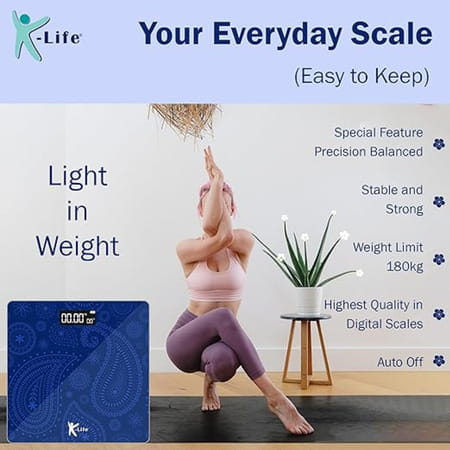 K-Life Ws-109 Digital Body Weight Machine For Home | High Precision Weighing Scale | 180kg Capacity