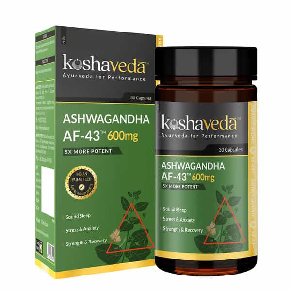 Koshaveda Ashwagandha Af-43 600Mg By Muscleblaze, 30 Capsules | For Sound Sleep, Strength & Recovery
