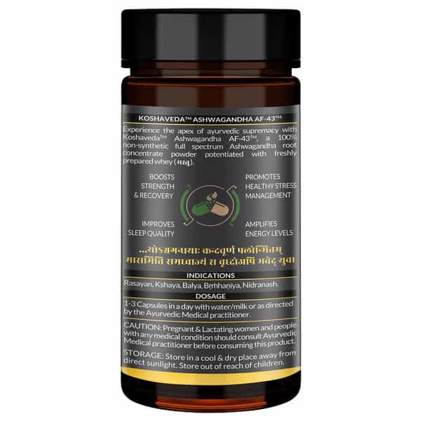 Koshaveda Ashwagandha Af-43 600Mg By Muscleblaze, 30 Capsules | For Sound Sleep, Strength & Recovery