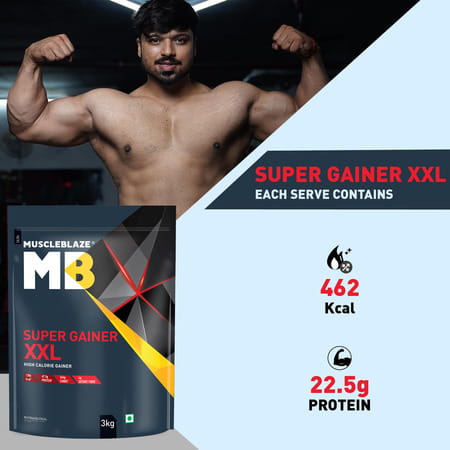 Muscleblaze Super Gainer Xxl (Chocolate 3Kg / 6.6Lbs | 30 Servings) Muscle Mass High Protein Gainer