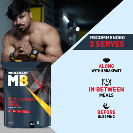 Muscleblaze Super Gainer Xxl (Chocolate 3Kg / 6.6Lbs | 30 Servings) Muscle Mass High Protein Gainer