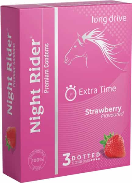 Night Rider Condom - Strawberry - 3'S