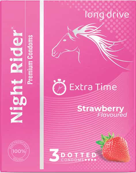 Night Rider Condom - Strawberry - 3'S
