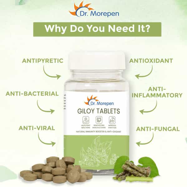 Dr. Morepen Giloy | Natural Immunity Booster & Anti Oxidant | Tablets | 60 No's