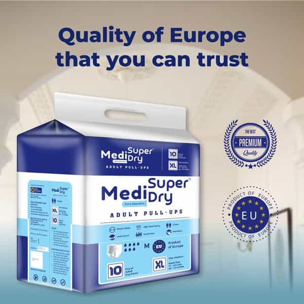 Medi Super Dry Adult Pull-Up Diaper Pants Xl - High Absorbency | 147-172 Cm - 10 Piece | Pack Of 3