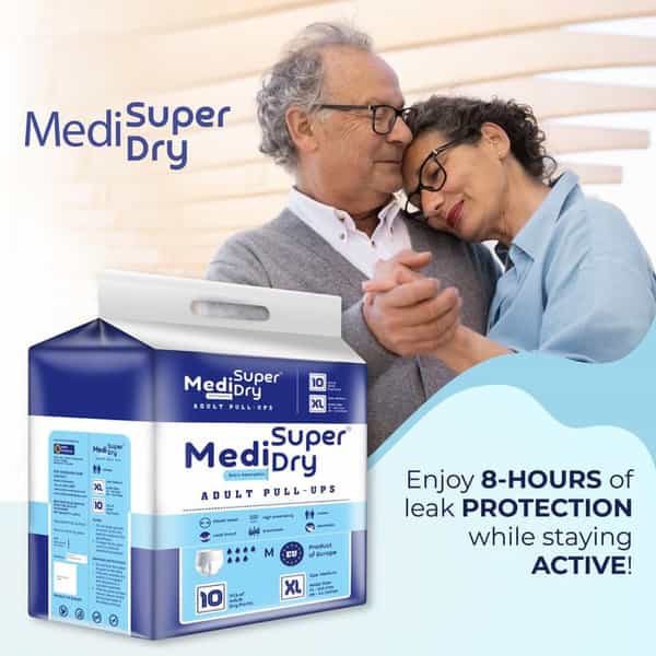 Medi Super Dry Adult Pull-Up Diaper Pants Xl - High Absorbency | 147-172 Cm - 10 Piece | Pack Of 3