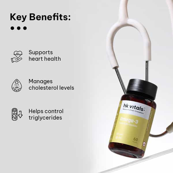 Hk Vitals Omega 3 (60 Fish Oil Capsules) | 1000Mg Omega 3 With 180Mg Epa & 120Mg Dha