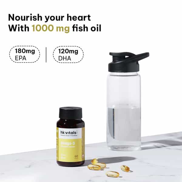 Hk Vitals Omega 3 (60 Fish Oil Capsules) | 1000Mg Omega 3 With 180Mg Epa & 120Mg Dha