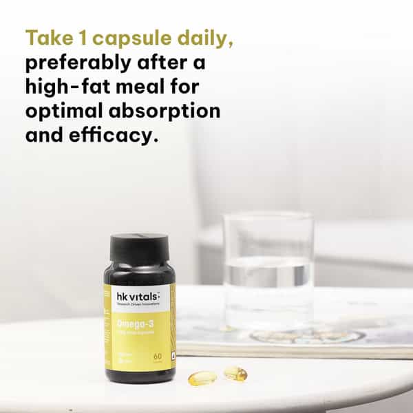 Hk Vitals Omega 3 (60 Fish Oil Capsules) | 1000Mg Omega 3 With 180Mg Epa & 120Mg Dha