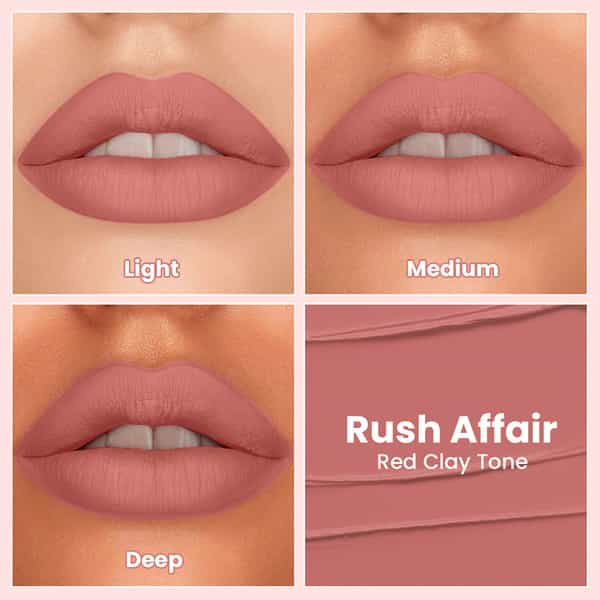 Tnw The Natural Wash Comfy Matte Liquid Lipstick 01 Rush Affair | Red Clay Shade 3 Ml