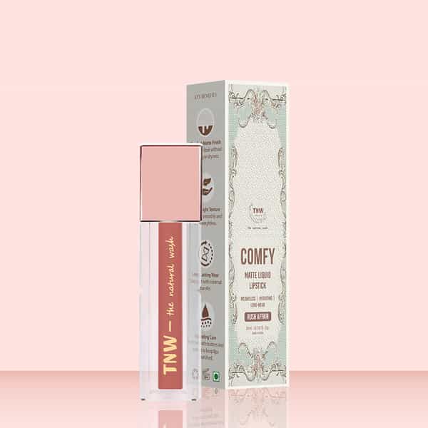 Tnw The Natural Wash Comfy Matte Liquid Lipstick 01 Rush Affair | Red Clay Shade 3 Ml