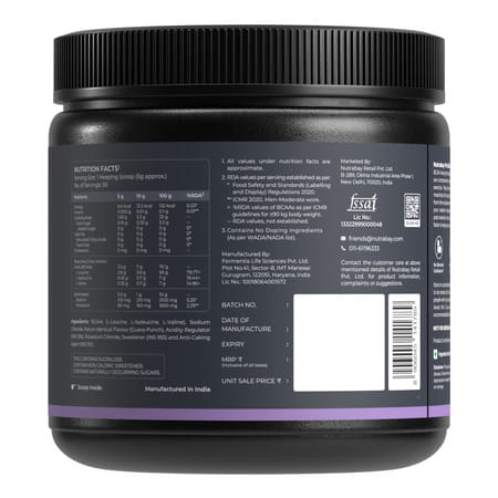 Nutrabay Pro With Electrolytes 7g Vegan Bcaas 1000 Mg Electrolytes - 250g Guava Punch 25 Servings