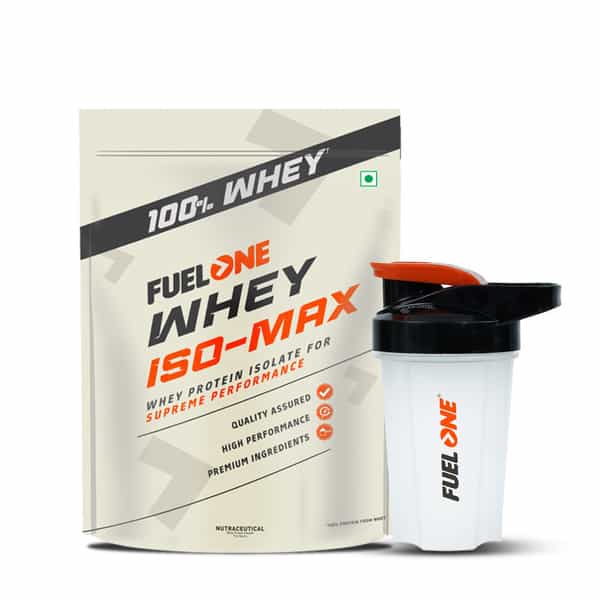 Fuel One Whey Iso-Max | Whey Protein Isolate (Chocolate | 1Kg) & Protein Shaker (Black | 500Ml)