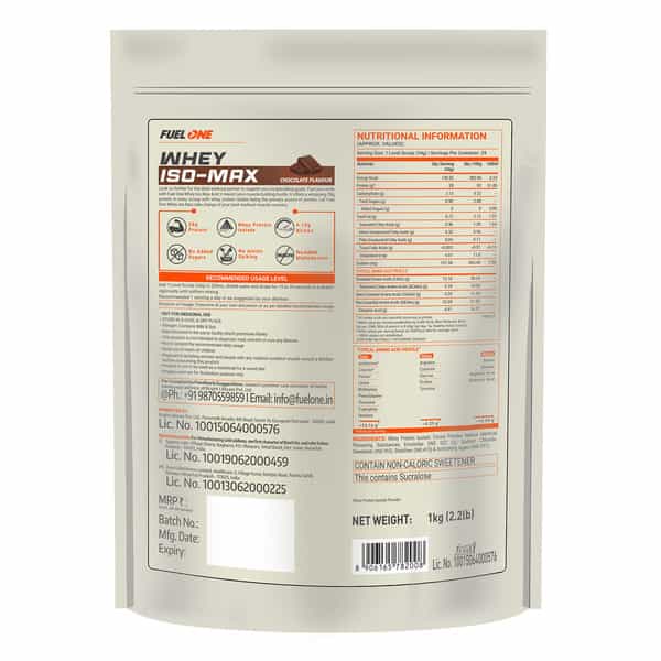 Fuel One Whey Iso-Max | Whey Protein Isolate (Chocolate | 1Kg) & Protein Shaker (Black | 500Ml)