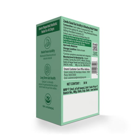 Zandu Good Gut Acidity & Bloating Relief Tablets Relief From Acidity Gas & Bloating 30 Tablets