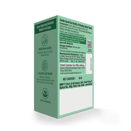 Zandu Good Gut Acidity & Bloating Relief Tablets Relief From Acidity Gas & Bloating 30 Tablets