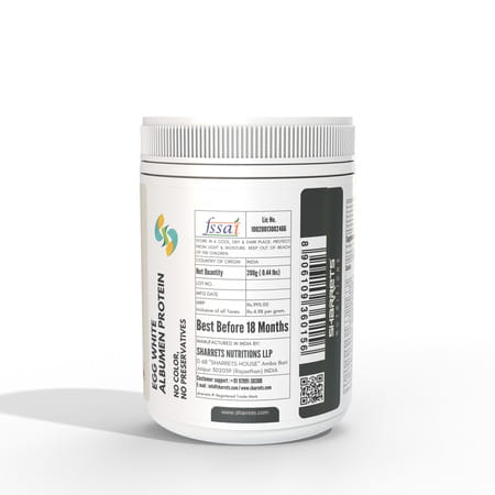 Sharrets Egg White Albumen Protein Powder - Vanilla Flavor, Lactose Free, Gluten Free, Non Gmo, 200g