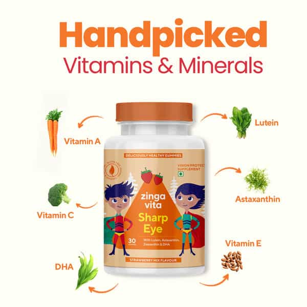 Zingavita Sharp Eye Omega Multivitamin For Kids 30 Veg Gummies