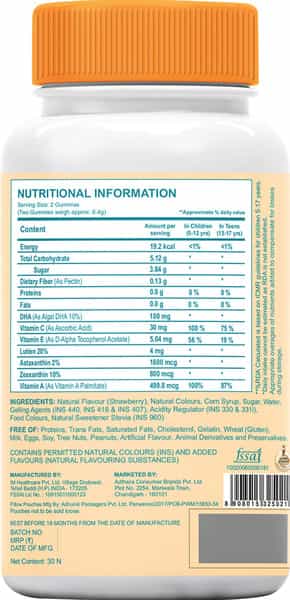 Zingavita Sharp Eye Omega Multivitamin For Kids 30 Veg Gummies