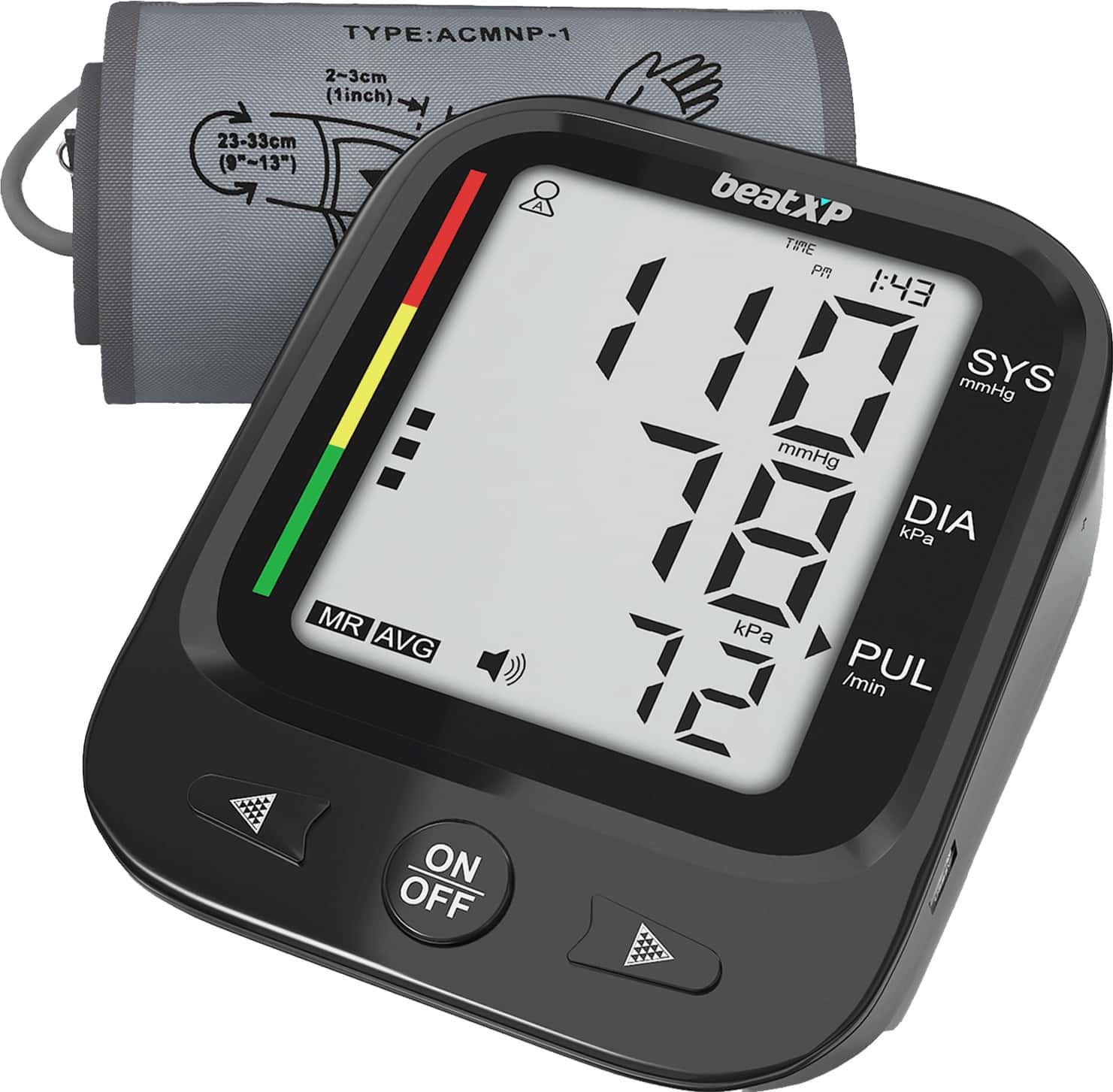 Beatxp Black Color Bp Monitor | Automatic Blood Pressure In Large Cuff Size With 1 Year Warranty