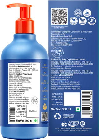 Wow Skin Science Kids 3 In 1 Wash-Shampoo+Conditioner+Bodywash-Blue Guardian Superman Edition 300ml