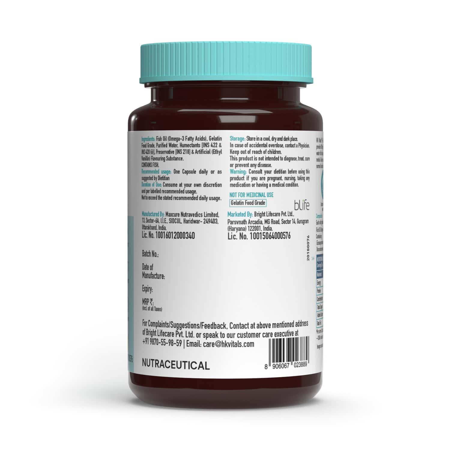 Buy HEALTHKART HK VITALS FISH OIL CAPSULE1000MG OMEGA 3 & 180 MG EPA