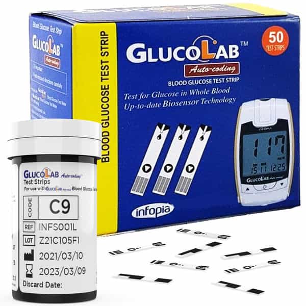 K-Life Glucolab Glucose Sugar Testing 50 Glucometer Strips