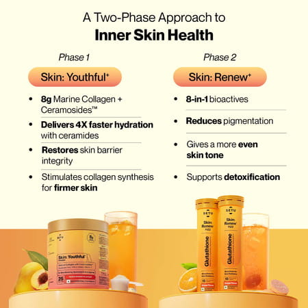 Setu Skin Radiance Combo For Brightening & Glow | 250G Marine Collagen Powder With 30 Fizz Tabs