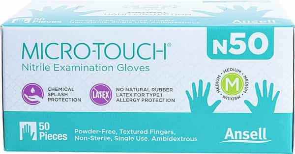 Ansell Micro Touch Nitrile N50 Multipurpose Examination Glove - Medium