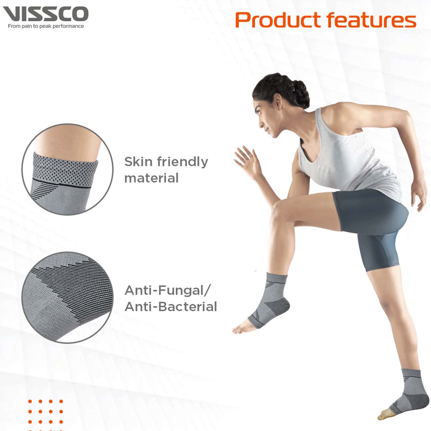 Buy VISSCO 2D ANKLE SUPPORT PAIN RELIEVER FOR STRAINED OR SPRAINED