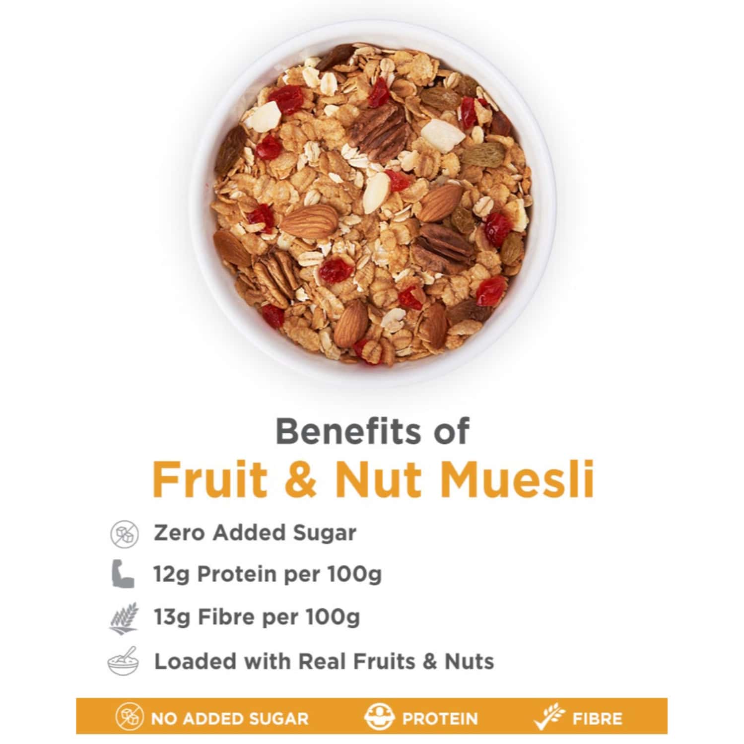 Buy TRUE ELEMENTS FRUITS AND NUTS MUESLI 1200GM Online & Get Upto 60
