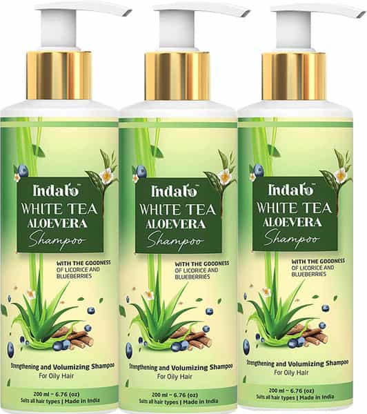 Indalo White Tea Aloevera Hair Growth Shampoo For Strengthening & Reduce Damaged Hair - 600Ml