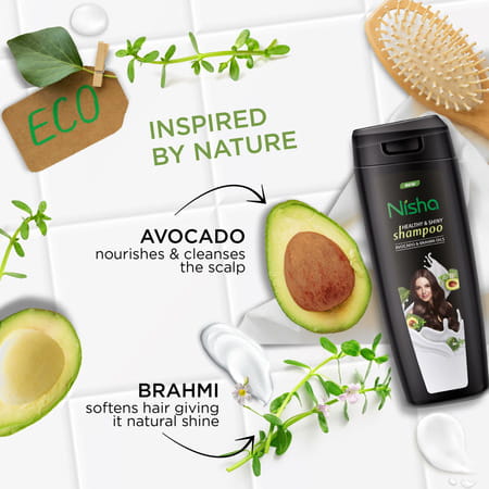 Nisha Shampoo And Conditioner Combo Pack 180Ml | Avocado & Brahmi Shampoo Conditioner