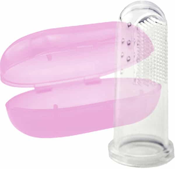 Beebaby Silicone Baby Finger Brush With Carry Case (Pink)