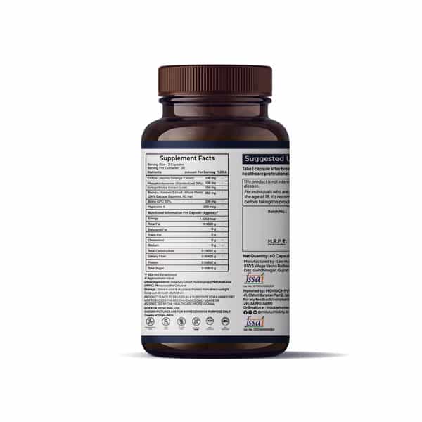 Miduty Memory & Focus - Bacopa Monnieri - Ginkgo Biloba - Brain Health -Caffeine Free - 60 Capsule