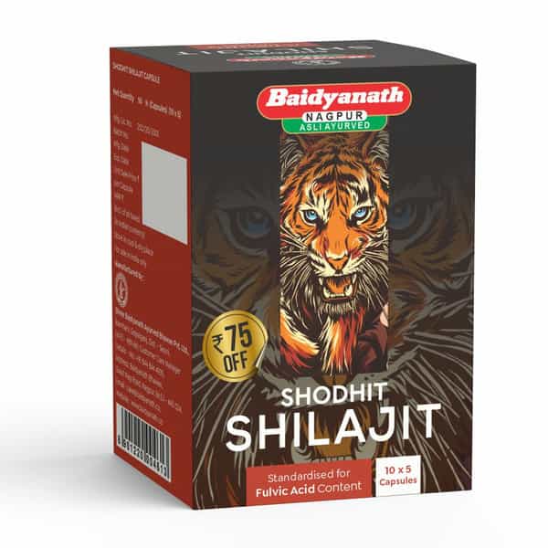 Baidyanath Asli Ayurved Shodhit Shilajit 50 Capsules | Ayurvedic Supplement For Men