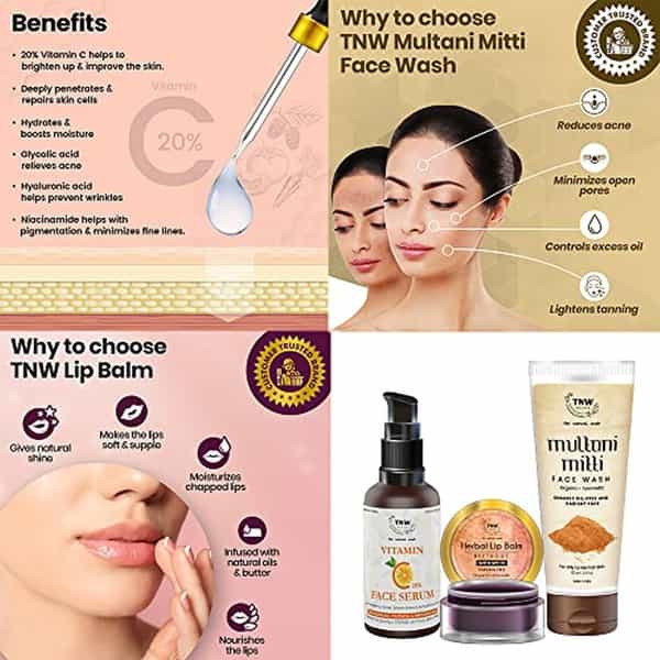 Tnw The Natural Wash Vitamin C Face Serum + Multani Mitti Face Wash(Combo Of 3 Items)