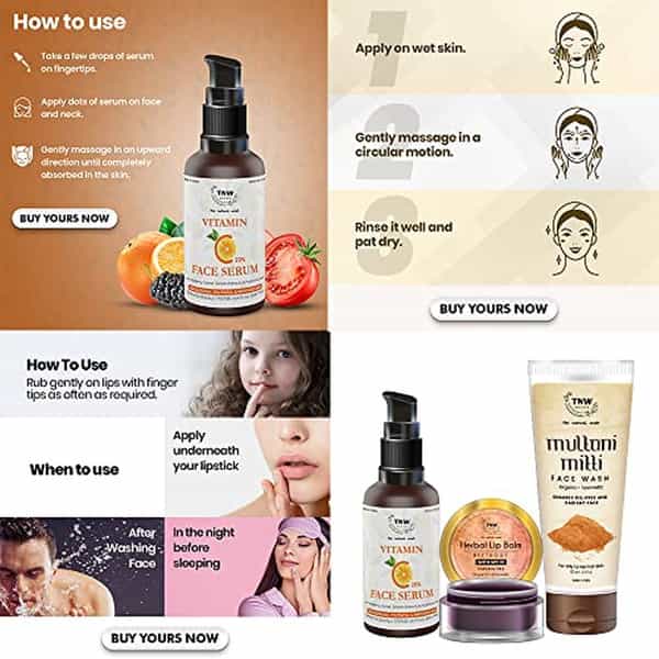 Tnw The Natural Wash Vitamin C Face Serum + Multani Mitti Face Wash(Combo Of 3 Items)