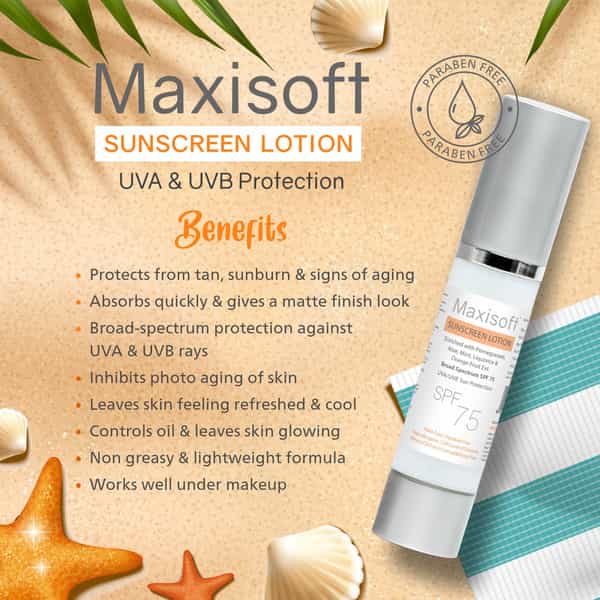 Maxisoft Sunscreen Lotion (Spf 75) 50 Ml | Uva & Uvb Protection Pack Of 2