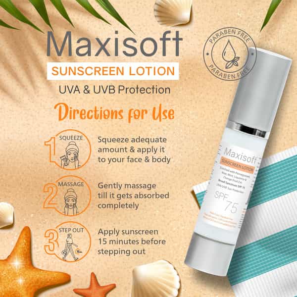 Maxisoft Sunscreen Lotion (Spf 75) 50 Ml | Uva & Uvb Protection Pack Of 2