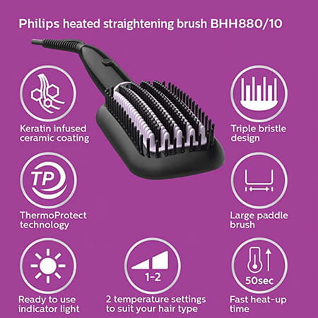 Philips Heated Straightening Brush (Bhh880/10)