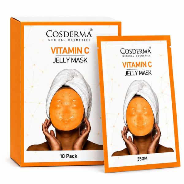 Cosderma Vitamin C Jelly Mask Sheet 35G |Brightening Facial Mask For Glowing Skin Pack Of 10