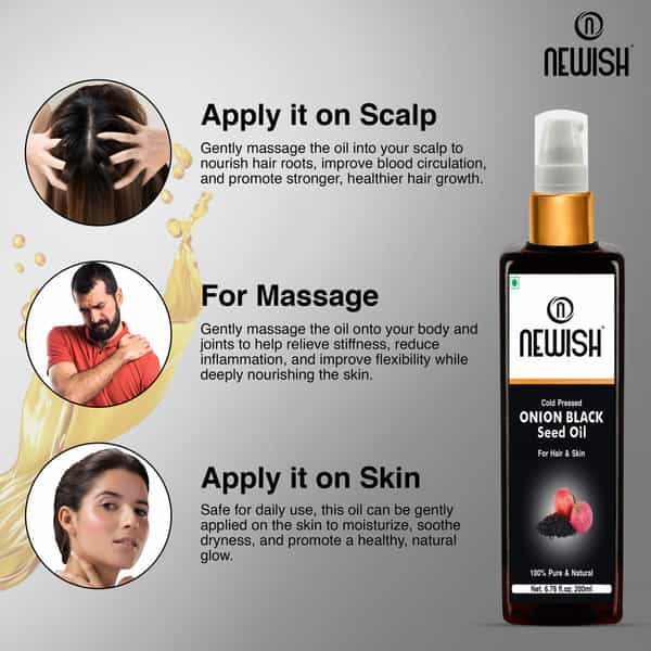 Newish Onion Hair Oil For Hair Growth Anti Dandruff & Hair Fall Control 200Ml