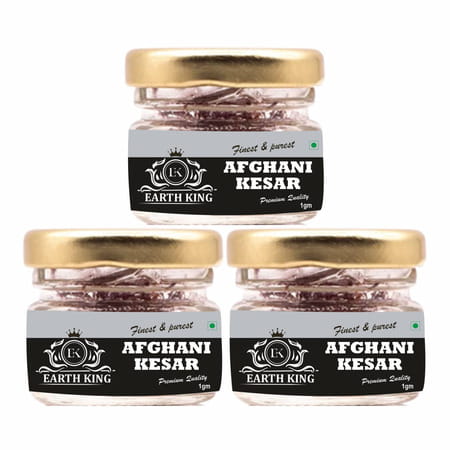 Earth King Natural & Finest A++ Grade Afghani Kesar Thread |Original Kesar - 3Gm (3 Pack)