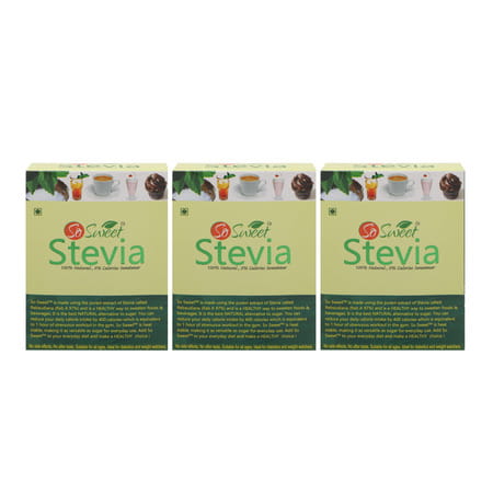 So Sweet Stevia 50 Sachet Sugar Free Sweetener (Pack Of 3)