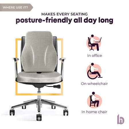 Betterhood Grey Memory Foam Back Support And Coccyx Seat Cushion Combo For Chair