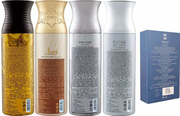 Ajmal Aurum & Wisal & Silver Shade & Evokesilver Him Deo 200Ml & Yearn Edp 20Ml Pack Of 5 For Unisex
